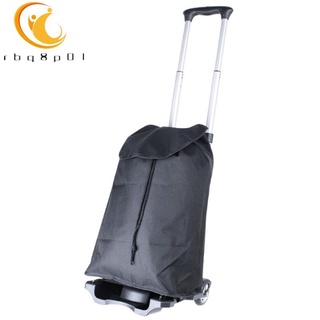 Aluminum Alloy Trolley Trailer Folding Hand-Carried Shopping and Grocery Shopping Luggage Cart with Black Cloth Bag