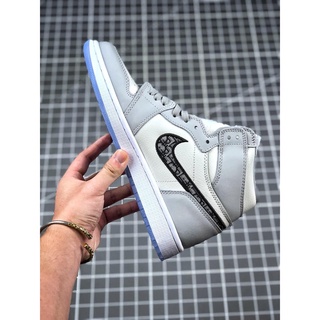 Nike Dior X Air Jordan High OG AJ Transfronterizo Rondy Cremoso Blanco y Gris Costuras , Highligh (2)