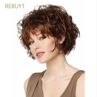 Rebuy1 pelucas onduladas naturales de fibra sintética resistentes al calor/pelucas rizadas cortas/Multicolor