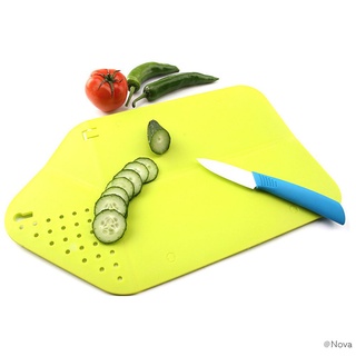 Multifunción plegable enjuague Chop tabla de verduras fruta tabla de cortar colador tabla de cortar multifuncional herramienta de cocina verde (6)
