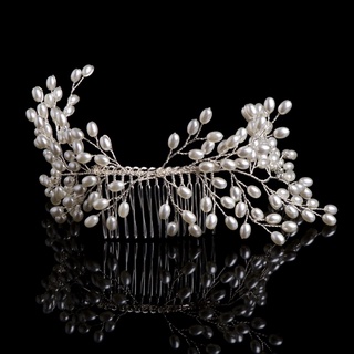 zjj nupcial imitación perla boda niñas tiara tocado diadema peine de pelo joyería fiesta (6)