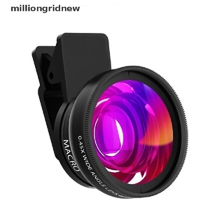[milliongridnew] lente 2 en 1 0.45x gran angular+12.5x lente macro profesional hd lente de cámara de teléfono