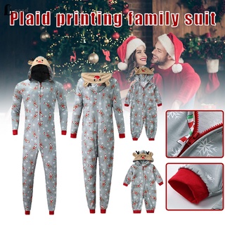 Matching Family Christmas Pajamas Hooded Bodysuit One Piece Reindeer Jumpsuit Sleepwear for Women/Men/Kids