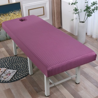 4 tamaños de rayas mesa de masaje cama bajera ajustable elástica cubierta completa banda de goma masaje SPA cama cubierta con agujero facial