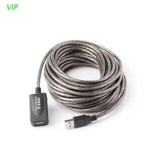 VIP 10M USB 2.0 Active repetidor macho a hembra Cable de extensión adaptador negro