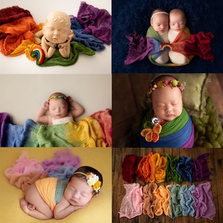 Ropa de fotografía para recién nacidos, envoltura de arcoíris, manta de fondo para sesión de bebé, estudio, accesorios de utilería para fotografía infantil, envoltura elástica 50 * 260 cm