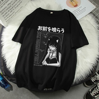 SASSYME Women t-Shirts Oversized Short Sleeve Japanese Punk Anime Top Tee Gift Idea Gothic Clothes