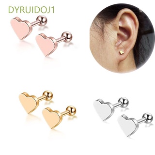 Dyruidoj1 2 piezas aretes De acero quirúrgico/corazón/Piercing/cartílago/joyería/barra multicolor (1)