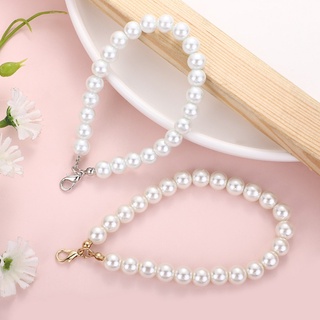 MOT 5Pcs imitación perla muñequera correa de cadena para cartera perlas blancas cordón llavero correas de mano Kit para llaves de bolso