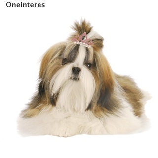 [oneinteres] pequeños perros/gatos imitación perla corona forma arcos accesorios para el pelo mascotas clips de pelo.