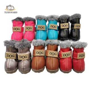 TURNWARD 4pcs Pet Supplies Dog Shoes Anti-slip Dog Shoes Winter Pet Dog Shoes Pet Dog Shoes Puppy Shoes Warm Dog Boots Waterproof Dog Shoes Pets Products Dog Boots/Multicolor