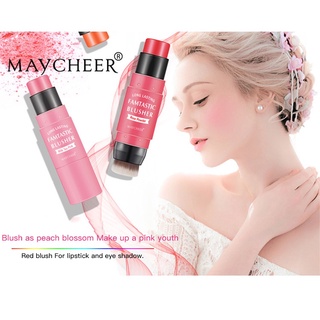 Maycheer crema blush stick sin sensación de polvo diario mezcla coral naranja rosa polvo rojo natural con cepillo rouge