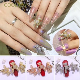 COOLBOY Rose Gold Nail Art Decorations Gold Bear Nail Jewelry 3D Nail Rhinestones Charms Silver Luxury DIY Shiny Crystal Manicure/Multicolor