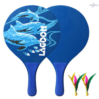 [Nhy] divertida raqueta de bádminton de Cricket de 7 mm, gran raqueta de bádminton, siete capas de raqueta de playa de madera de álamo de alto grado con 2 bolas para delfines interior y exterior