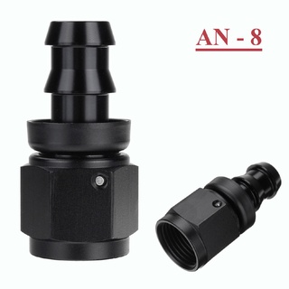 AN-8 AN8 Straight Fast Flow Push-On Oil Gas Fuel Hose End Fitting Adapter Black