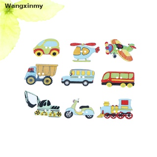 [wangxinmy] 50 pzs botones mixtos de madera para coches y aviones/botones de costura para niños/scrapbook manualidades venta caliente