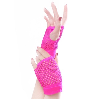 behres elástico red de pesca guantes goth disfraz accesorios guantes de malla fiesta red y danza sin dedos mujeres señora discoteca desgaste/multicolor (6)
