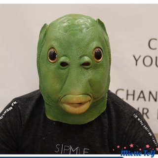 Mie Halloween divertido Cosplay disfraz máscara Unisex adulto mujeres hombres carnaval fiesta verde pescado cabeza máscara casco (1)