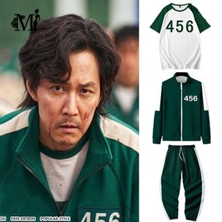 Calamar juego camiseta Li Zhengjae chaqueta 456 001 067 sudadera con capucha ropa de Halloween Cosplay disfraz