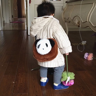 bebé panda crossbody monedero de felpa cartera cremallera bolso de hombro niños divertido bolsa
