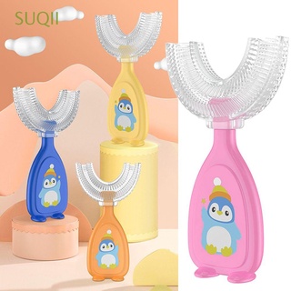 suqii 2-12y mordedores en forma de u cepillo de dientes para niños cepillo de dientes de bebé regalo dental suave silicona cuidado oral herramienta de limpieza de dientes/multicolor