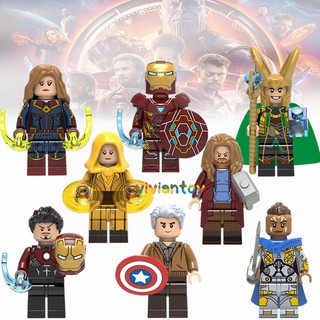 Capitán Marvel Iron Man Loki Thor Marvel vengadores Lego bloques de construcción minifiguras juguetes para niños