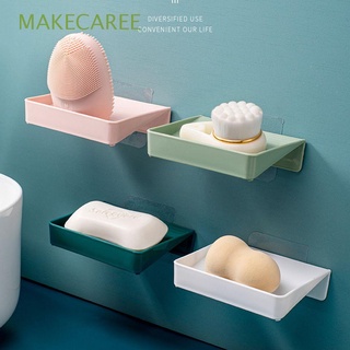 MAKECAREE Non-slip Soap Box Bathroom Accessories Draining Soap Dish Sponge Holder Tray Sink Drain Rack Wall Hanging Strainer Kitchen Supplies Punch-free Storage Rack/Multicolor