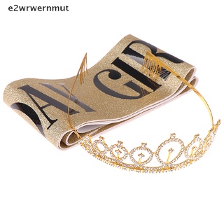 *e2wrwernmut* Crystal Crown Tiara Birthday Shoulder strap Anniversary Happy 18 21 30 40 Party hot sell (1)