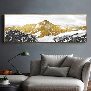 Sin marco paisaje abstracto pintura al óleo pósters y impresiones arte de la pared lienzo pintura de oro de la montaña imágenes para la sala de estar decoración del hogar