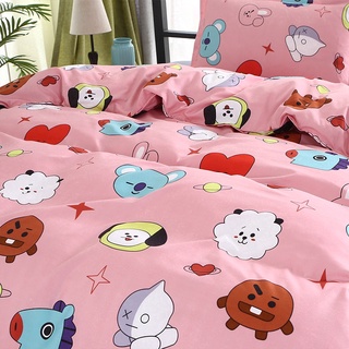 Kpop BTS tres piezas a prueba de balas regimiento juvenil sábana de cama de algodón puro precioso cama de impresión Bt21 dibujos animados