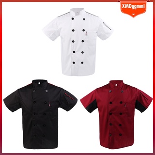 macho ejecutivo chef chaqueta abrigo de manga corta top chefwear uniforme ropa (6)