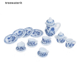 15 pzas 1:12 tazas De té De Café/ Porcelana/Flor Azul Miniatura De Casa De muñecas Br