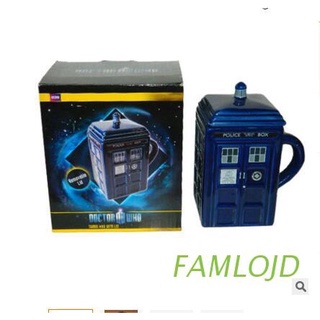 famlojd doctor who: taza de cerámica tardis taza con tapa extraíble taza doctor who tardis taza (talla: 1) cyr