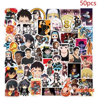 【jingy】50Pcs Cartoon Anime Fire Force Stickers Laptop Bike Suitcase Decoration S (1)