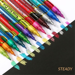 STEADY 12 Colors Glittering Marker Point Paint Marker Permanent Marker Pen DIY Art Marker Pen Stationery School Supplies