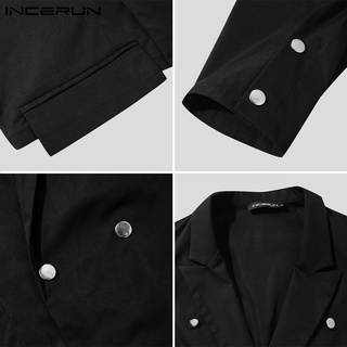 Xman - chaqueta recortada para hombre, manga larga, Color sólido, doble botonadura (9)