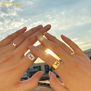 Coreano mariposa pareja anillos de moda estrella luna oro plata anillo conjunto de anillos de las mujeres anillo de dedo accesorios de joyería