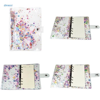 dmessi A5 A6 Glitter Sequins Loose Leaf Binder Notebook Cover Transparent 6 Rings File Folder Stationery Office Supplies