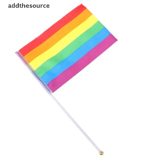 [ATH] 5X Arco Iris De Mano Ondeando Bandera Gay Orgullo Lesbiana Paz LGBT Banner Festival REC