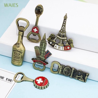 WAIES Swiss Fridge Magnets London Note Sticker Bottle Opener 3D Travel Hong Kong Refrigerator Metal European Message Holder
