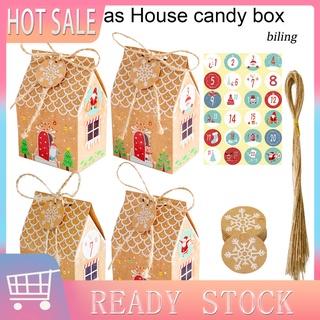 yu|24 juegos de bolsa de caramelo fácil de montar en forma de casa de papel kraft de imitación de navidad regalo caja de embalaje para festival
