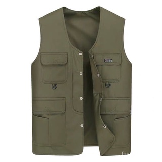 Men's Multi Pockets Vest Gilet Fishing Hunting Jacket Outdoor Vest Waistcoat