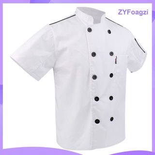 unisex chef chaqueta abrigo de manga corta top chefwear restaurante uniforme ropa (3)