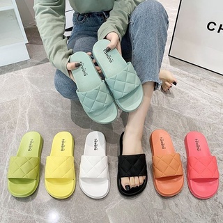 Las mujeres sandalias de verano coreano Color caramelo moda exterior desgaste zapatillas planas zapatos