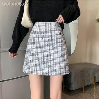 ✶►❒Real shot otoño 2021 nueva moda temperamento falda a cuadros de cintura alta delgada falda de línea a falda corta marea femenina Z2529