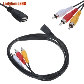 [ladyhousehg] cable adaptador de video a/v de 5 pies/1,5 m usb 2.0 hembra a 3 rca macho a/v (9)