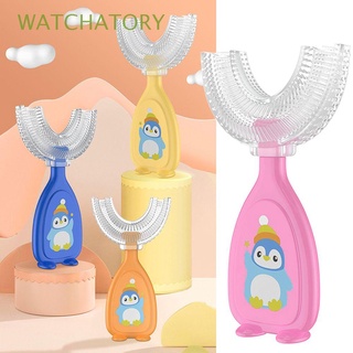 watchatory 2-12y en forma de u mordedores de dientes de los niños cepillo de dientes bebé cepillo de dientes regalo de niños dental suave silicona cuidado oral herramienta de limpieza de dientes/multicolor