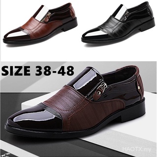 Los hombres de negocios zapatos de cuero Formal zapato PU oficina cubierto Kasut Hitam Casual moda Oxfords Formal vestido zapatos negro marrón tamaño 38-48 V6Qg