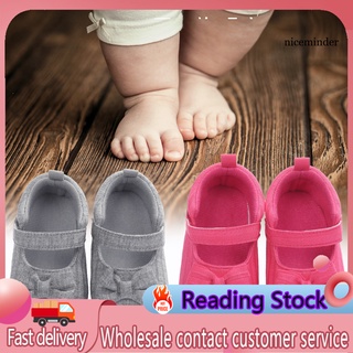 Nice_niño zapatos de moño diseño transpirable Color sólido bebé caminar zapatos de lona para primavera (1)