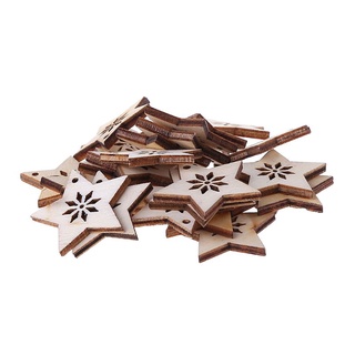 hlove 25 piezas de madera de corte láser adorno de madera en forma de estrella artesanía decoración de boda (4)